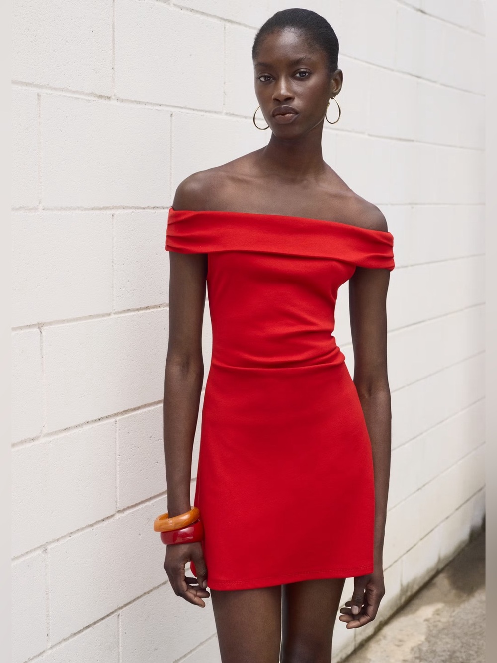 Mango One-Shoulder Mini Red dress strapless dress NWT